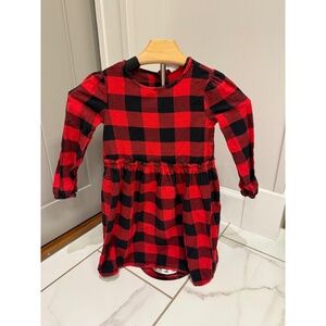 Baby Gap Girls Dress 5 Years Red Black Plaid Ruffled Long Sleeve Winter Holiday